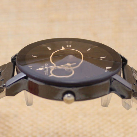 Black steel strap watch